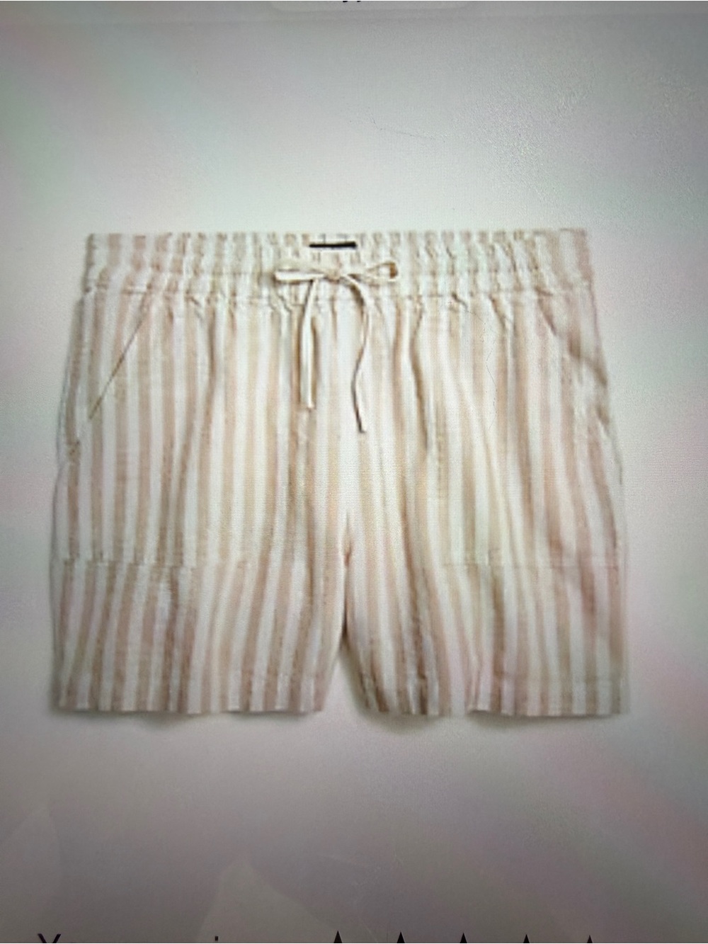 J. Crew Cream and Tan Striped Drawstring Linen Shorts